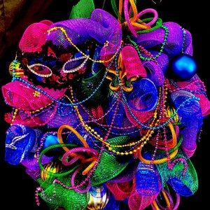 Mardi Gras masquerade wreath